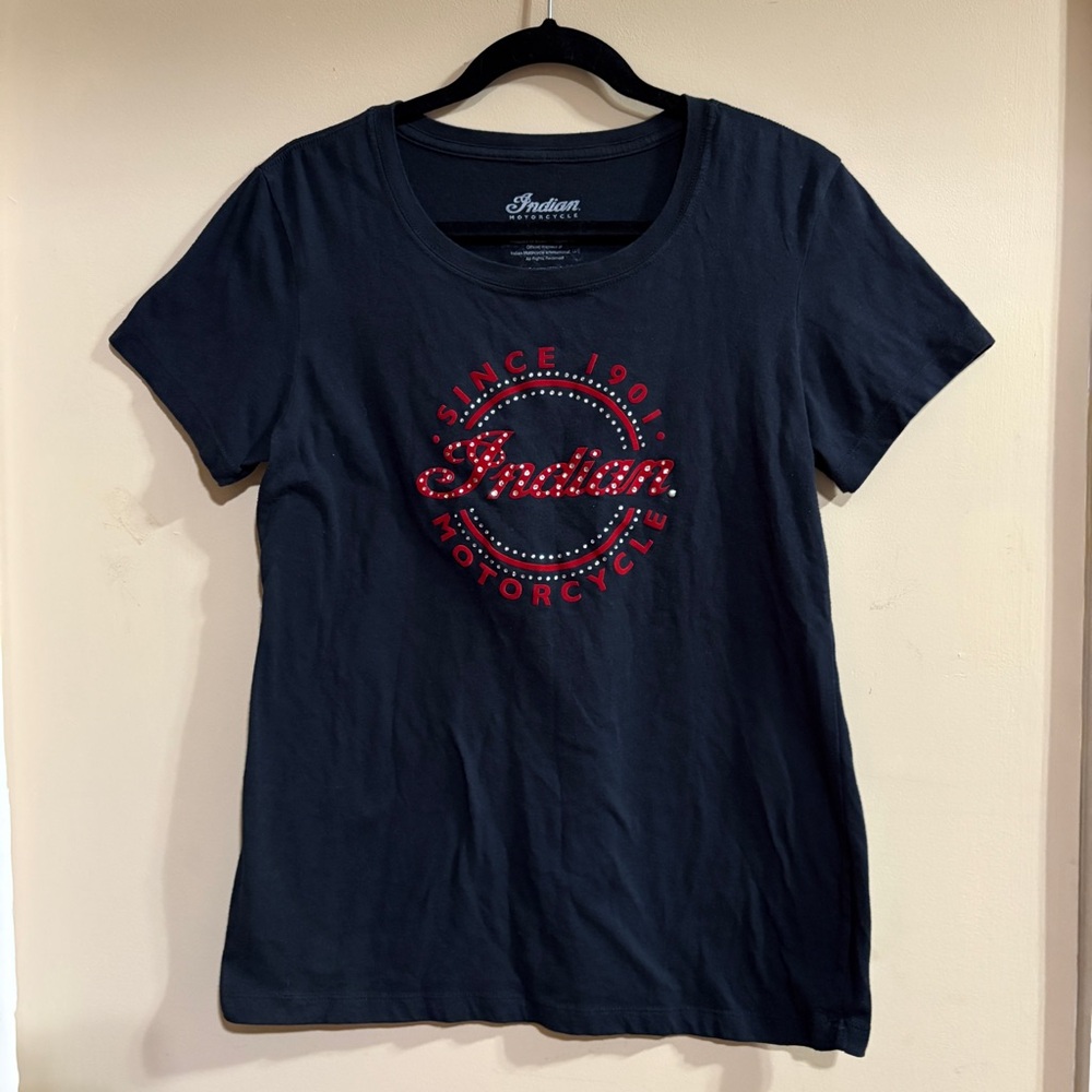 Indian Motorcycle Black T-Shirt with Red Logo XL
